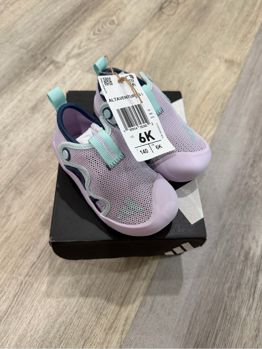 adidas Kids Lavender Mesh Water Shoes with Mint Pull Tabs